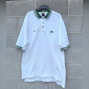 Vintage Green Bay Packers Nike Team Polo Shirt Men X- Large White Football NFL*